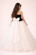 Girls Black & Ivory Princess Party Gown | Kids Wedding Dress - Image 2