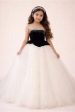 Girls Black & Ivory Princess Party Gown | Kids Wedding Dress - Image 5