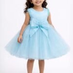 Girls Blue Princess Party Dress with Bow | Kids Birthday Tulle Dress