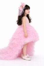 Girls Pink High-Low Birthday Dress - Image 2