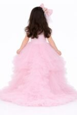 Girls Pink High-Low Birthday Dress - Image 3