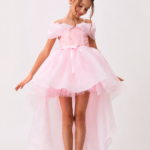 Girls Pink High Low Tulle Party Dress Kids Birthday Princess Dress Outfit