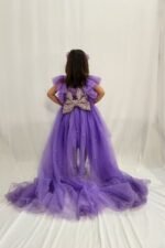 Customized Purple Removable Back Extension Birthday dress With Matching Hairband - Image 2
