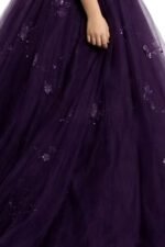 Girls Dark Purple Princess Party Gown | Kids Embellished Tulle Wedding Dress - Image 5