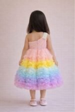 Girls Rainbow Tulle Party Dress | Multi Color Ruffle Princess Birthday Dress - Image 2