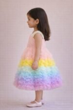 Girls Rainbow Tulle Party Dress | Multi Color Ruffle Princess Birthday Dress - Image 5