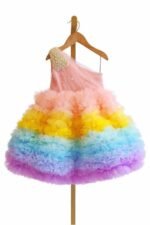 Girls Rainbow Tulle Party Dress | Multi Color Ruffle Princess Birthday Dress - Image 7
