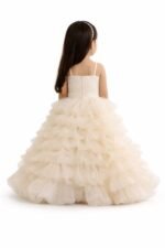 Girls Cream Ruffle Princess Gown Kids Birthday Party Dress - Image 5