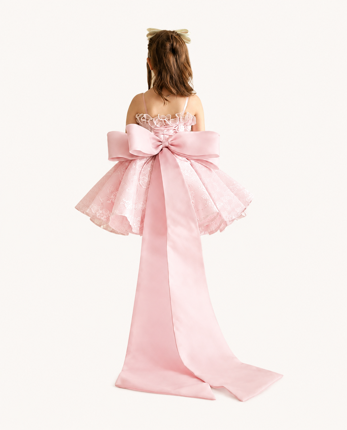 1be87fc9-0ba8-4278-8bba-487afd1f988b Girls Detachable Double Bow Ribbon Trail Back Extension | Luxury Dress Accessory - Image 1