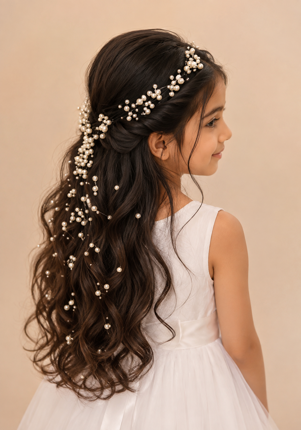 88cb1235-f487-4939-a09f-6bb2809f0940 Girls Pearl Hair Vine | Bridal Pearl Hair Accessory for Girls | Handmade Hair Garland with Pearl Sprays | Wedding, Birthday, Communion & Party Hair Jewelry - Image 1
