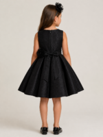 Girls Black Jacquard Party Dress | Pakhira - Image 3