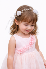 White Tiara with flower and beads - Image 2