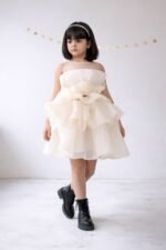 Girls White Organza Party Dress | Elegant Ruffle Layered Princess Dress | Birthday, Party & Special Occasion Wear