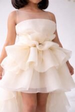 Girls White Organza Party Dress | Elegant Ruffle Layered Princess Dress | Birthday, Party & Special Occasion Wear - Image 3